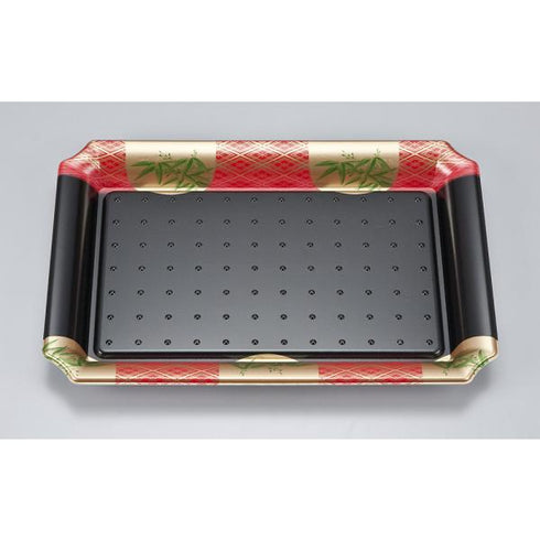 【蓋付き】SF盛皿64(笹山赤) 【本体50枚・蓋50枚セット】